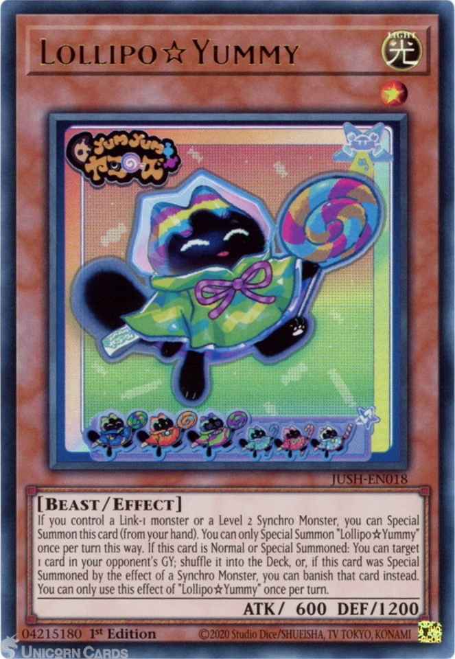 juely yugioh card JUSH-EN021 LollipoYummy Way : Super Rare 1st Edition Mint Card:: Unicorn Cards trading and collectible card game (TCG/CCG) Yu-Gi-Oh Card - TSHD-EN096 -