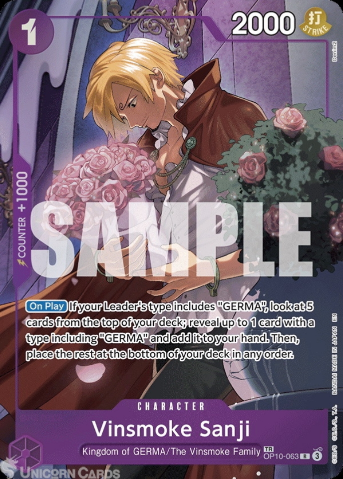ワンピースカード サンジ トレジャーレアOP10-063 TR 英語版 OP10-063 Vinsmoke Sanji : Treasure Rare English One Piece TCG Card
