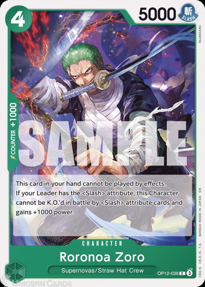 OP12-036 Roronoa Zoro : Common English One Piece TCG Card : OP12