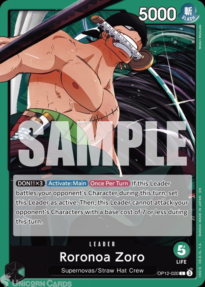 OP12-020 Roronoa Zoro : Leader English One Piece TCG Card : OP12