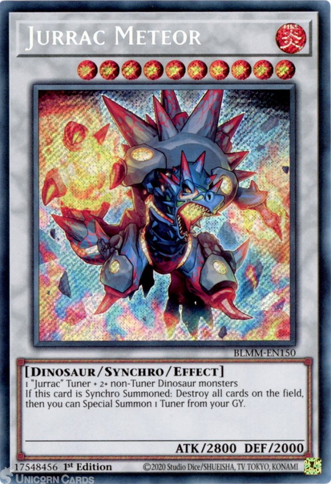 BLMM-EN150 Jurrac Meteor : Secret Rare 1st Edition Mint YuGiOh Card::  Unicorn Cards - YuGiOh!, Pokemon, Digimon and MTG TCG Cards for Players and  Collectors.