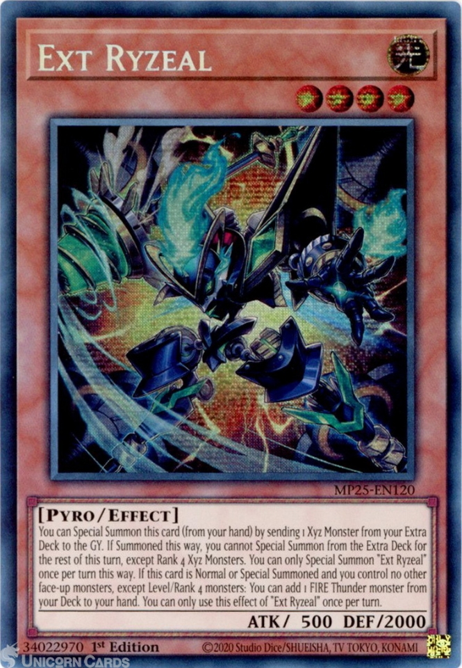 MP25-EN120 Ext Ryzeal : Prismatic Secret Rare 1st Edition Mint YuGiOh  Card:: Unicorn Cards - YuGiOh!, Pokemon, Digimon and MTG TCG Cards for  Players and Collectors.