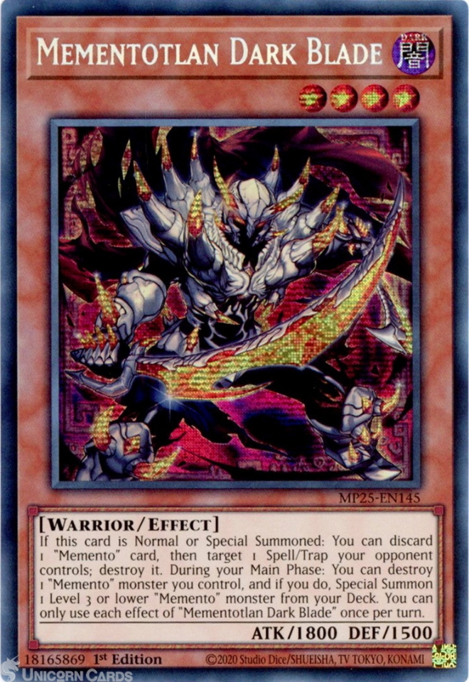 yugioh dark blade deck MP25-EN145 Mementotlan : Prismatic Secret Rare 1st Edition Mint Card:: Unicorn Cards Starter Deck Trying to build a Dark
