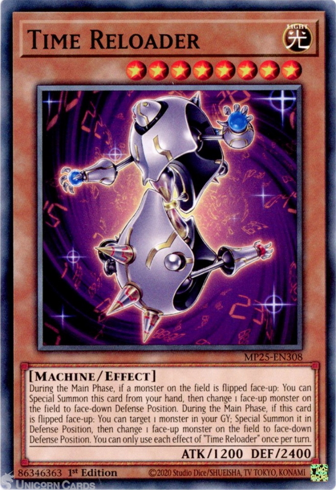 yugioh card time machine MP25-EN308 Reloader : Common 1st Edition Mint Card:: Unicorn Cards A single individual card from the Yu Yu-Gi-Oh Crossroads of Chaos -