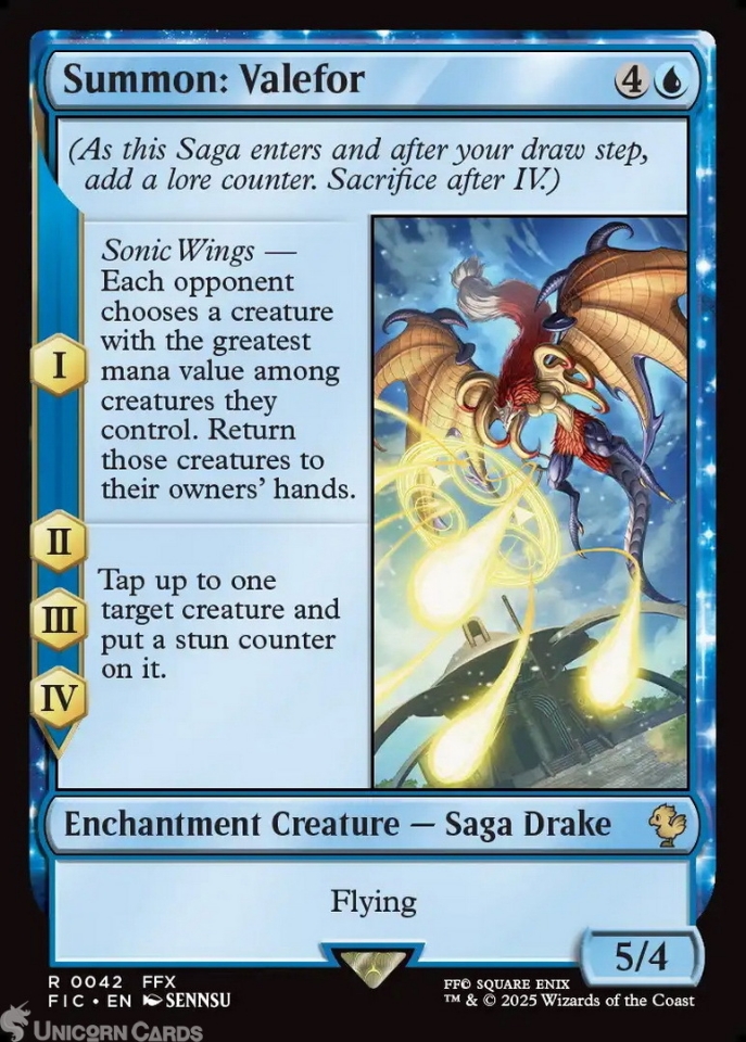 Summon: Valefor : Mint MTG Card : Final Fantasy Commander Decks:: Unicorn  Cards - YuGiOh!, Pokemon, Digimon and MTG TCG Cards for Players and  Collectors.