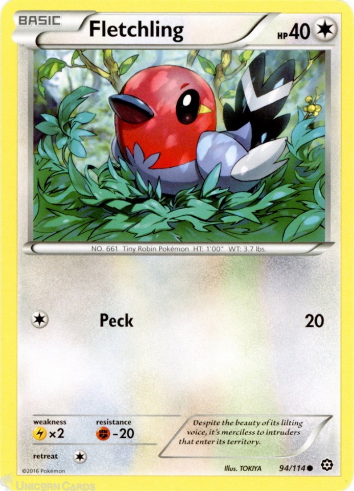 Fletchling 94/114 : Common Mint/Near Mint Pokemon Card : XY11: Steam ...