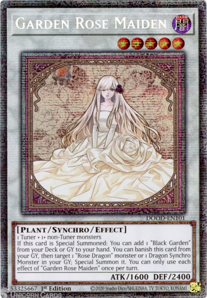 DOOD-EN101 Garden Rose Maiden : Starlight Rare 1st Edition Mint YuGiOh  Card:: Unicorn Cards - YuGiOh!, Pokemon, Digimon and MTG TCG Cards for  Players and Collectors.