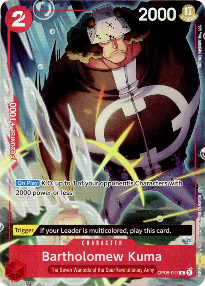 OP05-011 Bartholomew Kuma : Common Foil English One Piece TCG Card ...