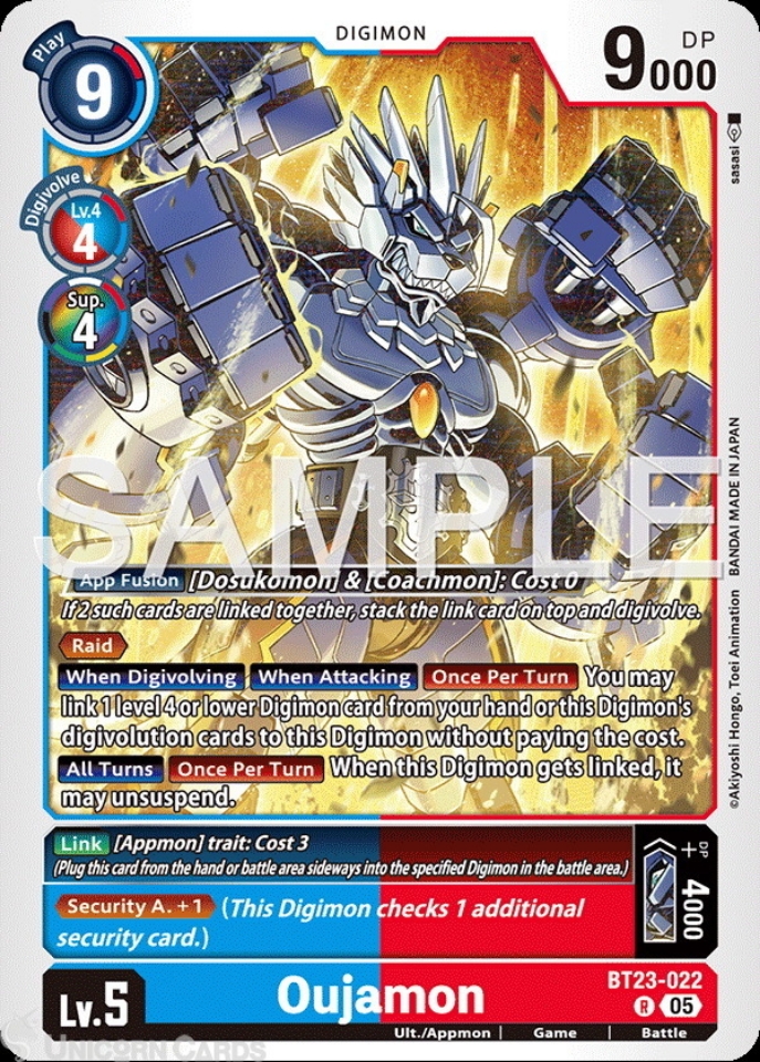 BT23-022 Oujamon : Rare Digimon Card : BT23: Hackers’ Slumber:: Unicorn ...