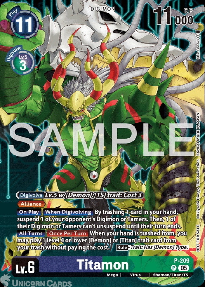 P-209 Titamon : Promo Box Topper Digimon Card : BT23: Hackers’ Slumber ...
