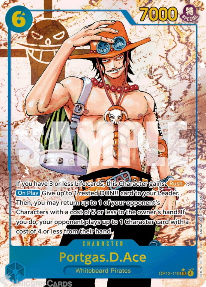 OP13-119 Portgas.D.Ace : Secret Rare Alternative Art (Map) English