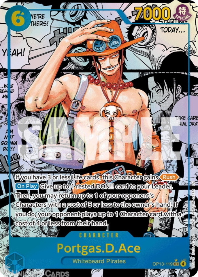 OP13-119 Portgas.D.Ace : Secret Rare Alternative Art Manga English