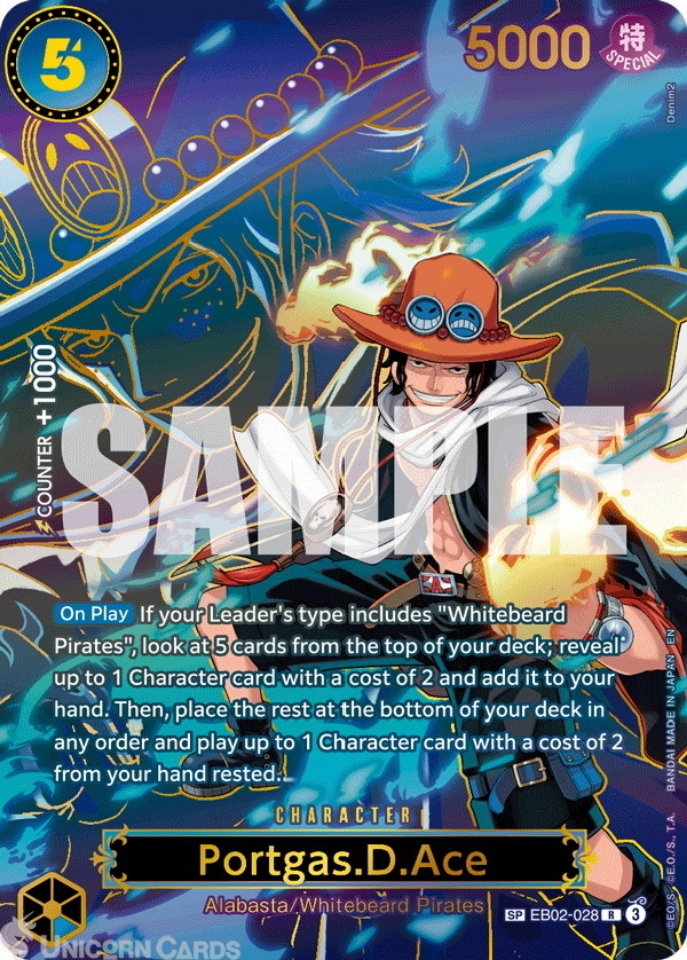 ワンピースカード エース EB02-028 SP EB02-028 Portgas.D.Ace : SP Special Card English One Piece TCG