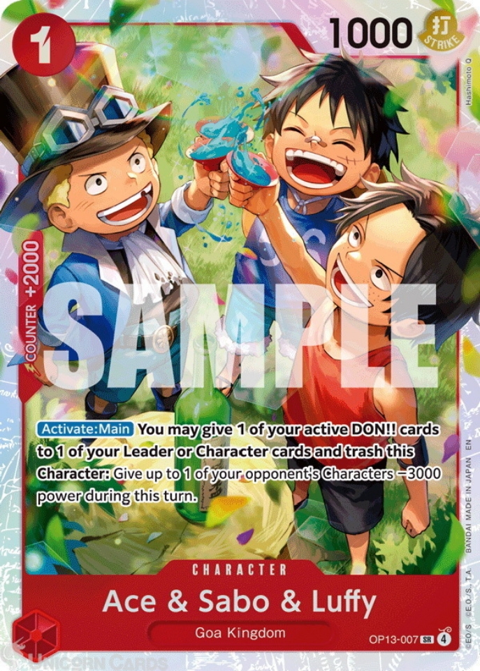 OP13-007 Ace & Sabo & Luffy : Super Rare English One Piece TCG