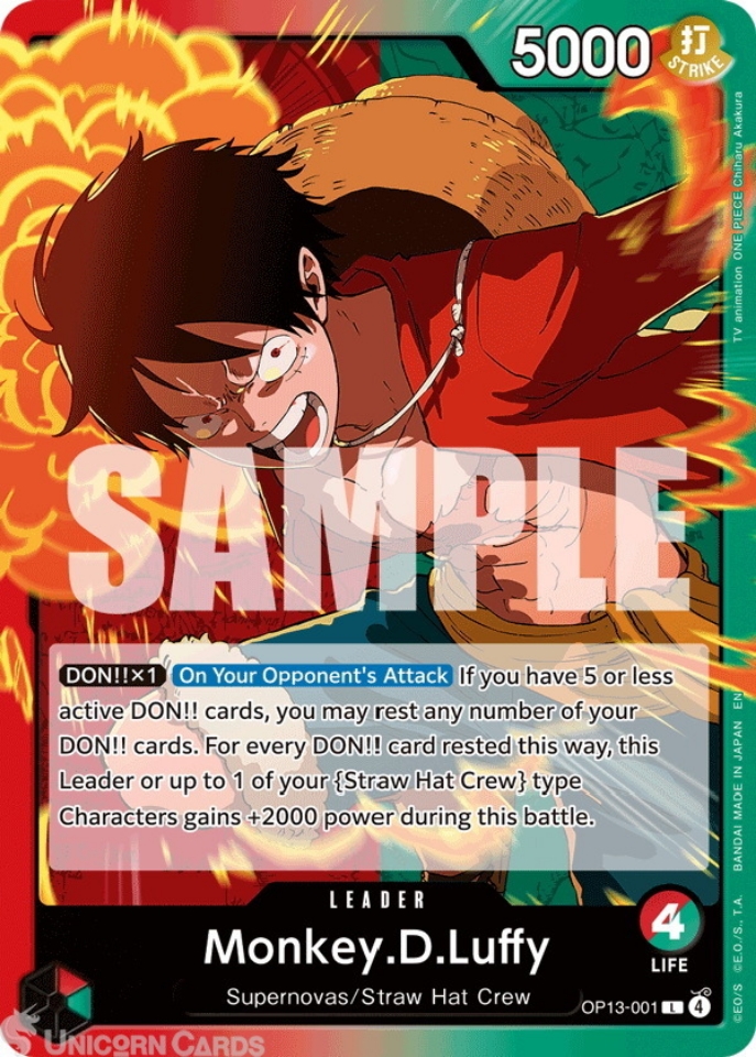 OP13-001 Monkey.D.Luffy : Leader English One Piece TCG Card : OP13