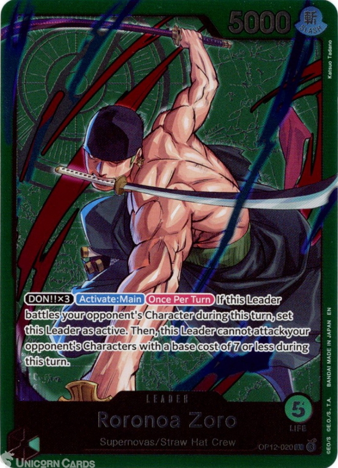 OP12-020 Roronoa Zoro : Leader Foil English One Piece TCG Card