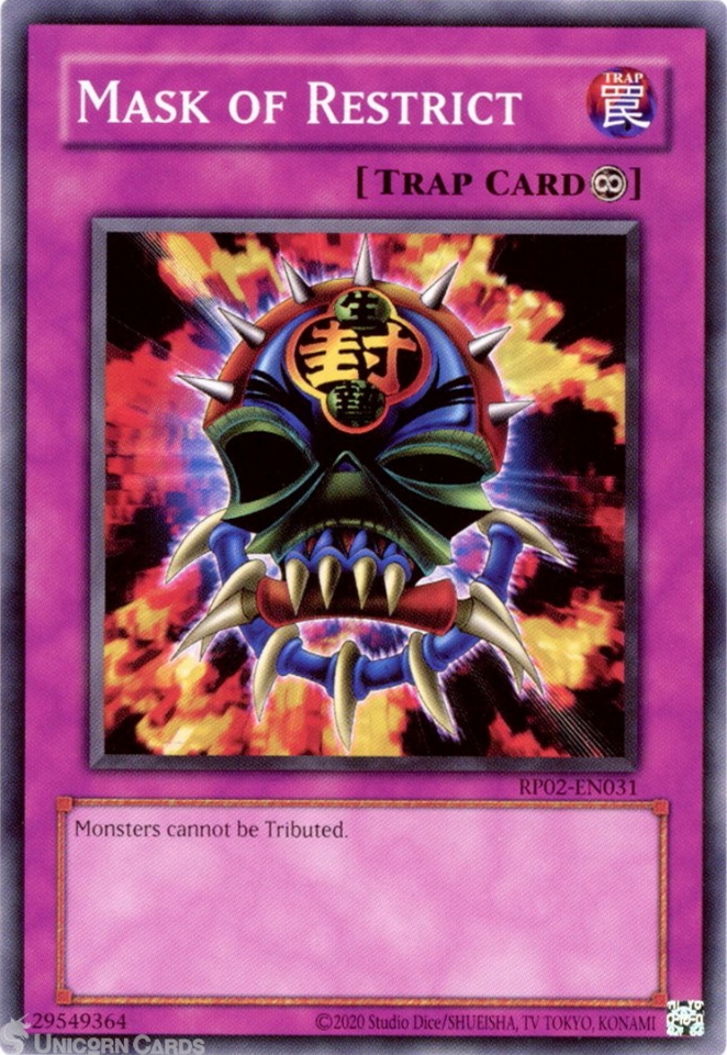 RP02-EN031 Mask of Restrict : Common UNL Edition Mint YuGiOh Card ...