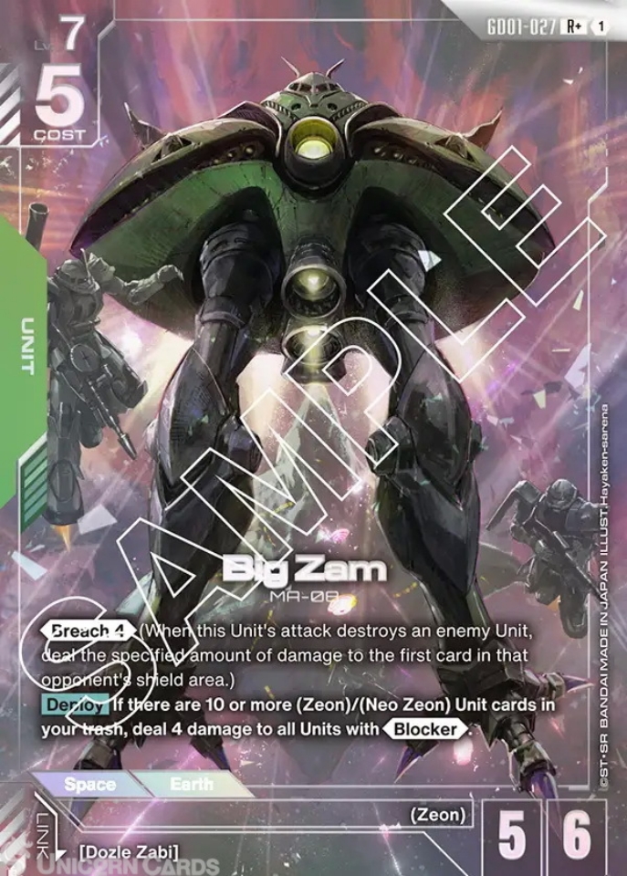 GD01-027 Big Zam : R+ Holofoil Alternative Art Gundam TCG Card