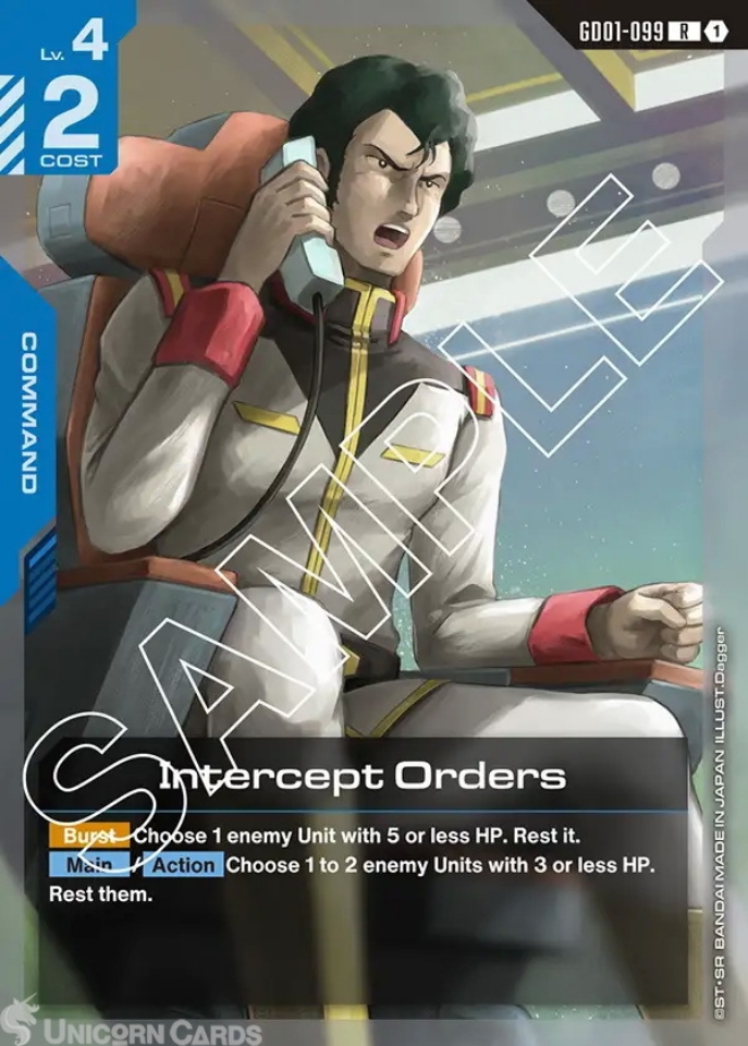GD01-099 Intercept Orders : R Holofoil Gundam TCG Card : GD01