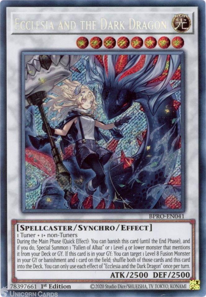 BPRO-EN041 Ecclesia and the Dark Dragon : Secret Rare 1st Edition Mint ...
