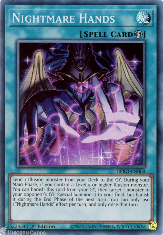 BPRO-EN068 Nightmare Hands : Super Rare 1st Edition Mint YuGiOh Card ...