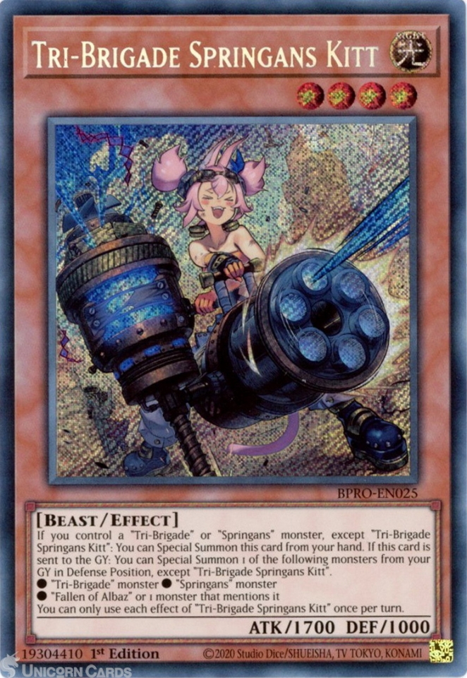 BPRO-EN025 Tri-Brigade Springans Kitt : Secret Rare 1st Edition Mint ...