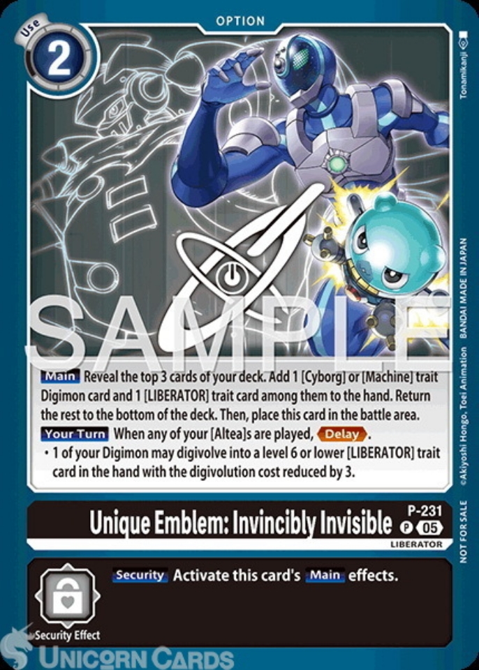 P-231 Unique Emblem: Invincibly Invisible : Promo Digimon Card : EX11 ...