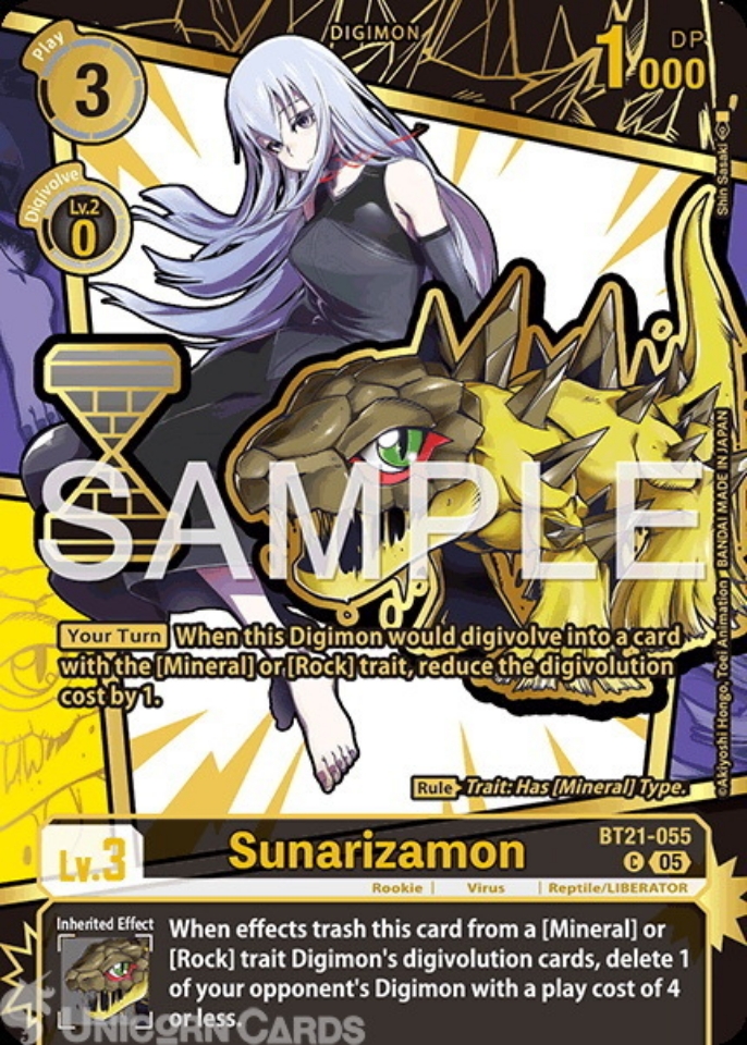 BT21-055 Sunarizamon : Rare Pull Digimon Card : EX11: Dawn of