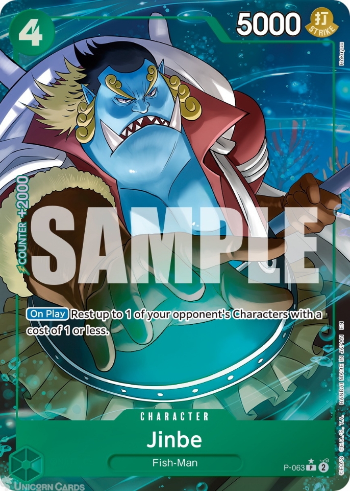 P 063 Jinbe: Promo Alternative Art Foil English One Piece TCG Card: PRB02: One Piece Card The Best: Premium Booster Vol. 2