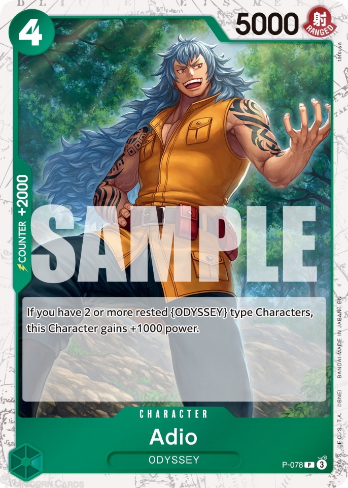 P 078 Adio: Promo Pirate Foil English One Piece TCG Card: PRB02: One Piece Card The Best: Premium Booster Vol. 2