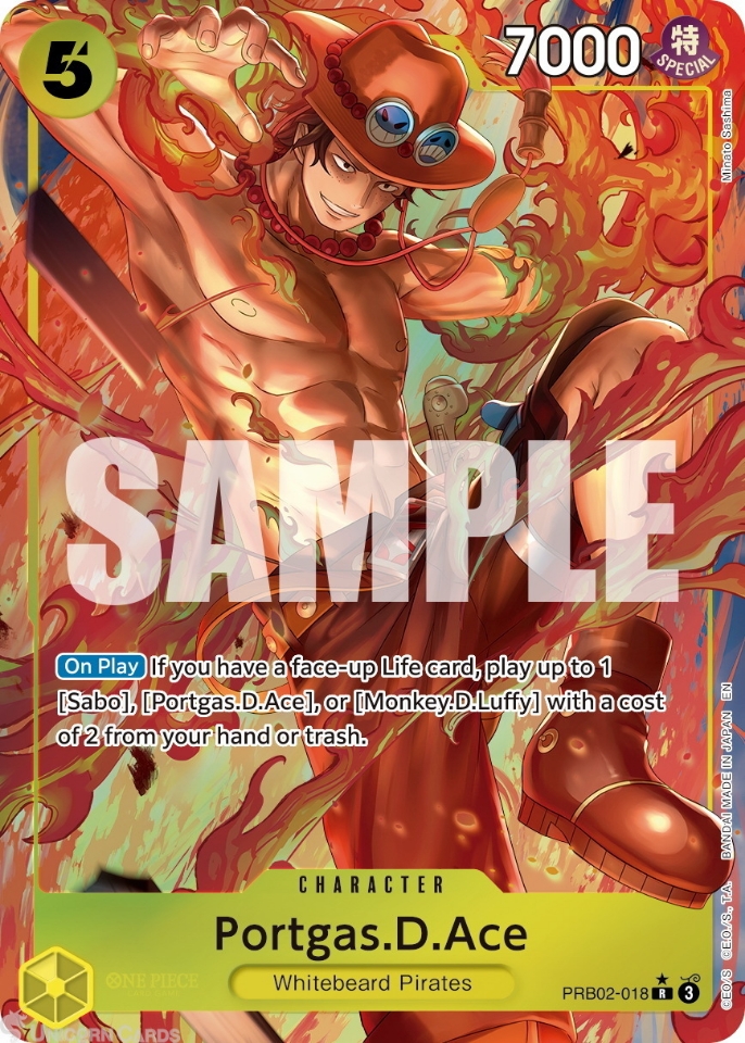 PRB02 018 Portgas.D.Ace: Rare Alternative Art Foil English One Piece TCG Card: PRB02: One Piece Card The Best: Premium Booster Vol. 2