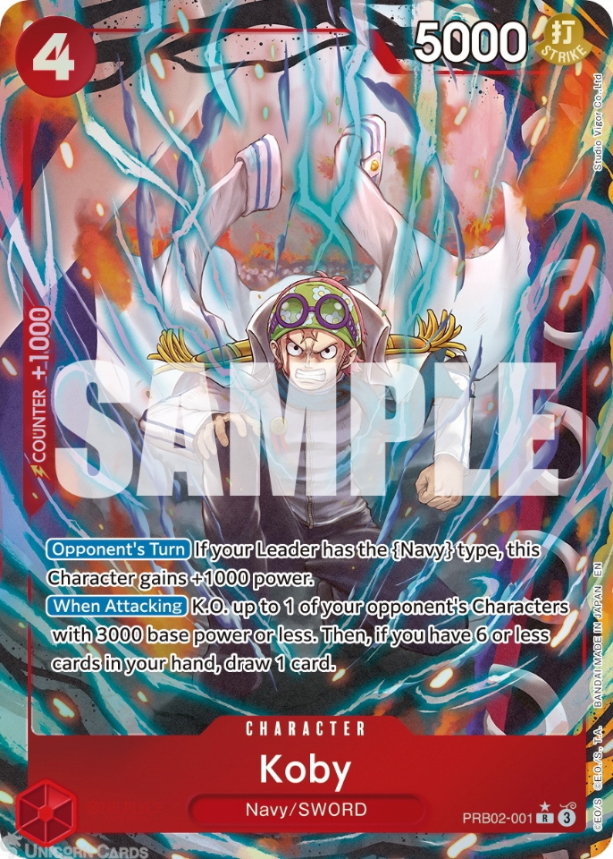 PRB02 001 Koby: Rare Alternative Art Foil English One Piece TCG Card: PRB02: One Piece Card The Best: Premium Booster Vol. 2
