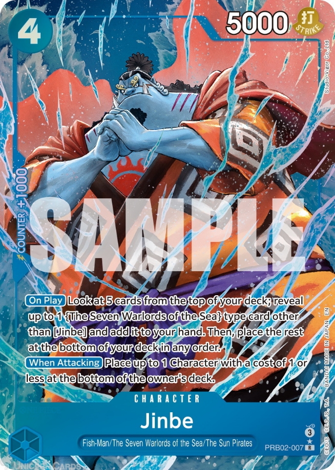 PRB02 007 Jinbe: Rare Alternative Art Foil English One Piece TCG Card: PRB02: One Piece Card The Best: Premium Booster Vol. 2