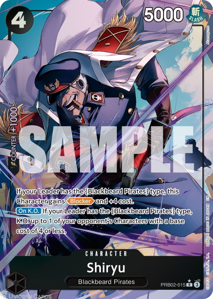 PRB02-015 Shiryu : Rare Alternative Art Foil English One Piece TCG