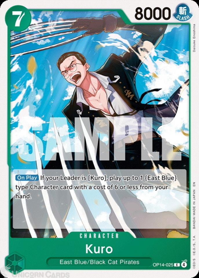 Pm　mame kurogouchi onepiece OP14-025 Kuro : Common English One Piece TCG Card : OP14: The