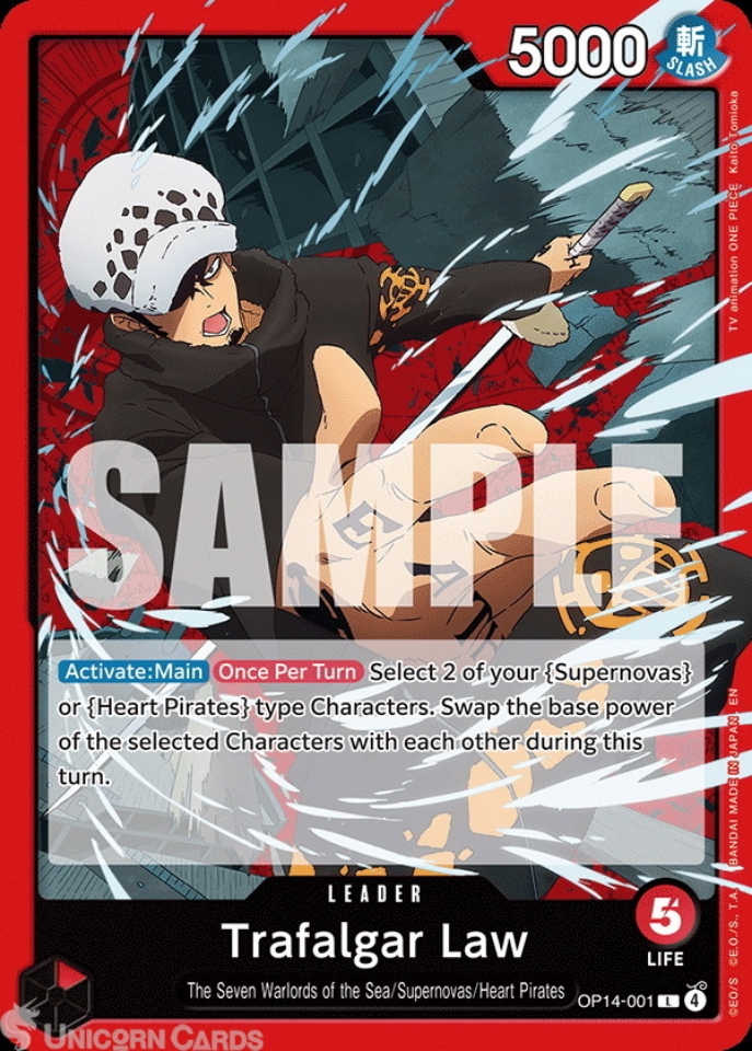 OP14-001 Trafalgar Law : Leader English One Piece TCG Card : OP14