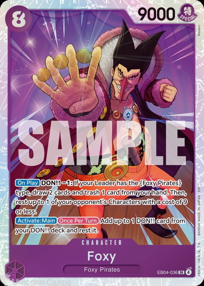 アリオーシュ PR-036 キャラクターカード promo card EB04-036 Foxy : Super Rare English One Piece TCG Card : OP14: The