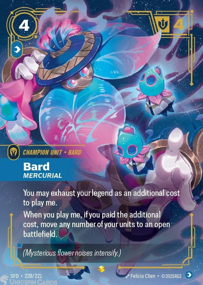 228/221 Bard - Mercurial (Overnumbered) : Showcase Foil Riftbound
