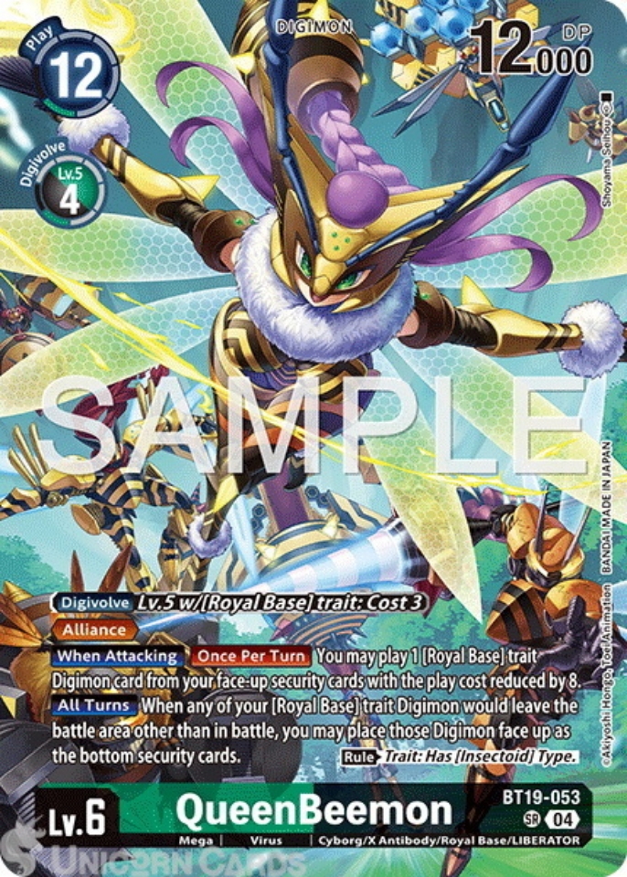 BT19-053 QueenBeemon : Super Rare Alternative Art Digimon Card : PB22 ...