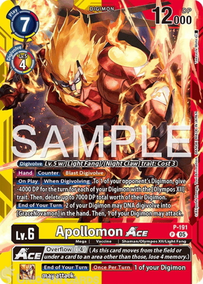 P 191 Apollomon ACE: Promo Alternative Art Digimon Card: LM07: Limited Card Pack Another Knight