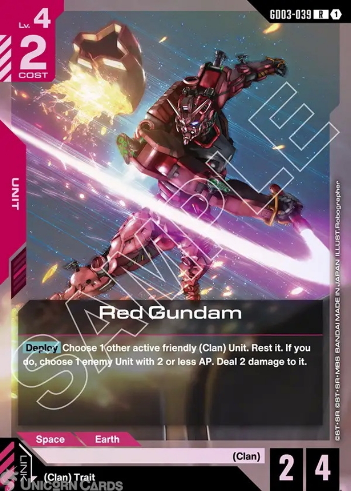GD03-039 Red Gundam : R Holofoil Gundam TCG Card : GD03: Steel