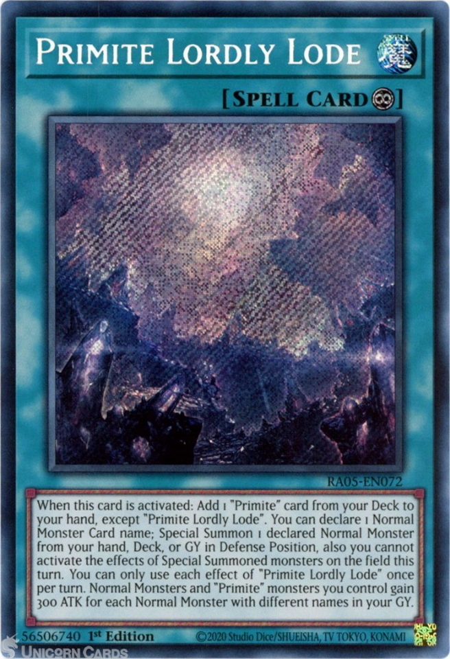 RA05-EN072 Primite Lordly Lode : Secret Rare 1st Edition Mint YuGiOh ...