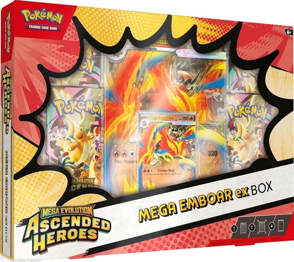 Pokemon TCG: Mega Evolution Ascended Heroes - Mega Emboar ex Box:: Unicorn  Cards - YuGiOh!, Pokemon, Digimon and MTG TCG Cards for Players and  Collectors.