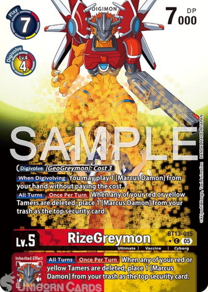 BT13 015 RizeGreymon: Common Foil Alternative Art: AD01: Advanced Booster Digimon Generation