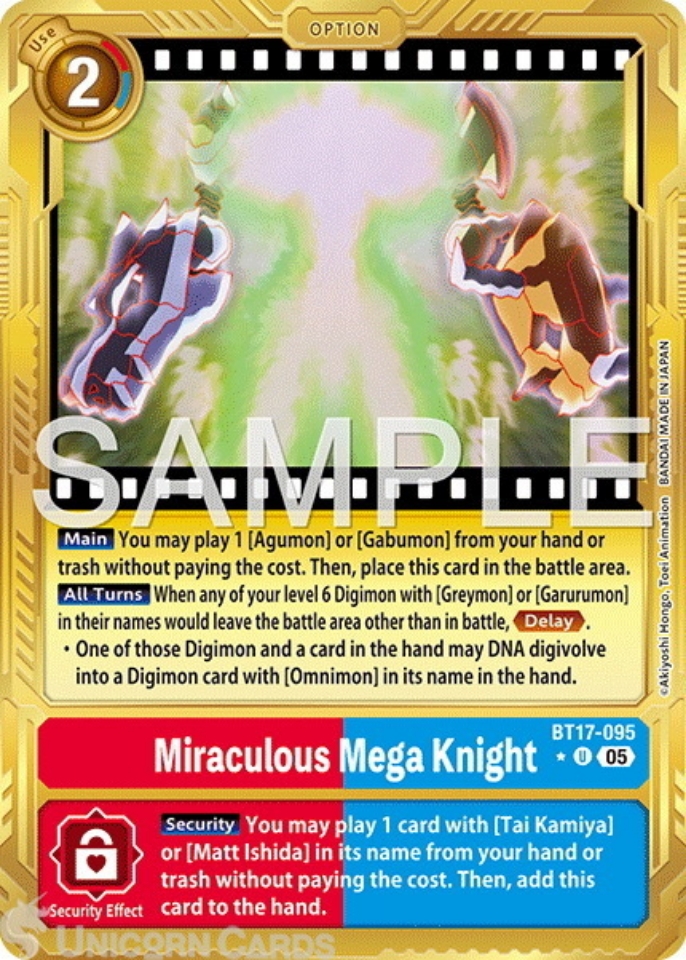 BT17 095 Miraculous Mega Knight: Uncommon Foil Alternative Art: AD01: Advanced Booster Digimon Generation