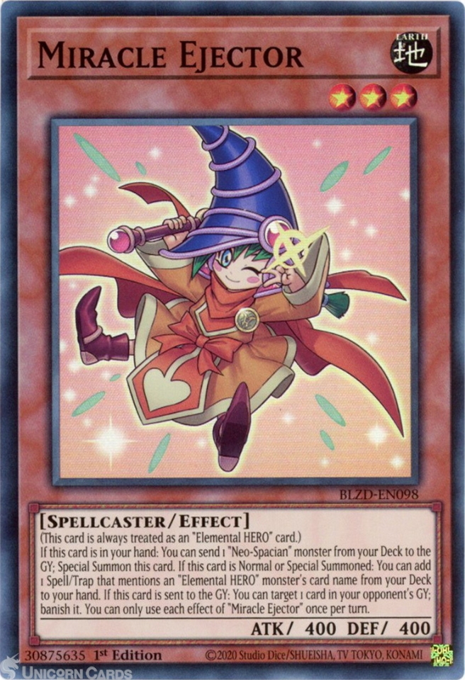 card ejector yugioh BLZD-EN098 Miracle Ejector : Super Rare 1st Edition Mint YuGiOh Card::  Unicorn Cards